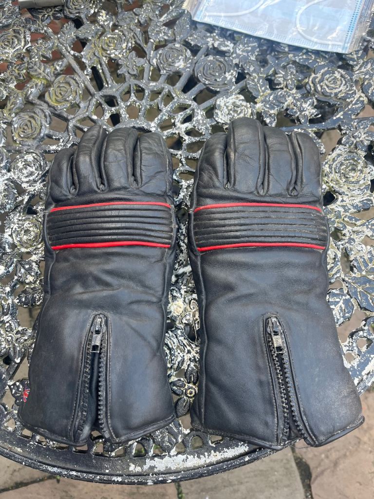 Frank Thomas Black Leather Motorcycle Gloves - Good Condition