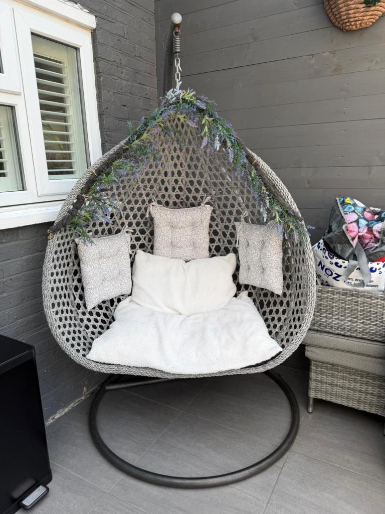 Double Hanging Egg Chair Swing Garden Rattan, Indoor/Outdoor