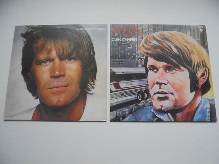 Two Glen Campbell Vinyl Stereo Vinyl LP's.Basic & Rhinestone Cowboy.As Description. 