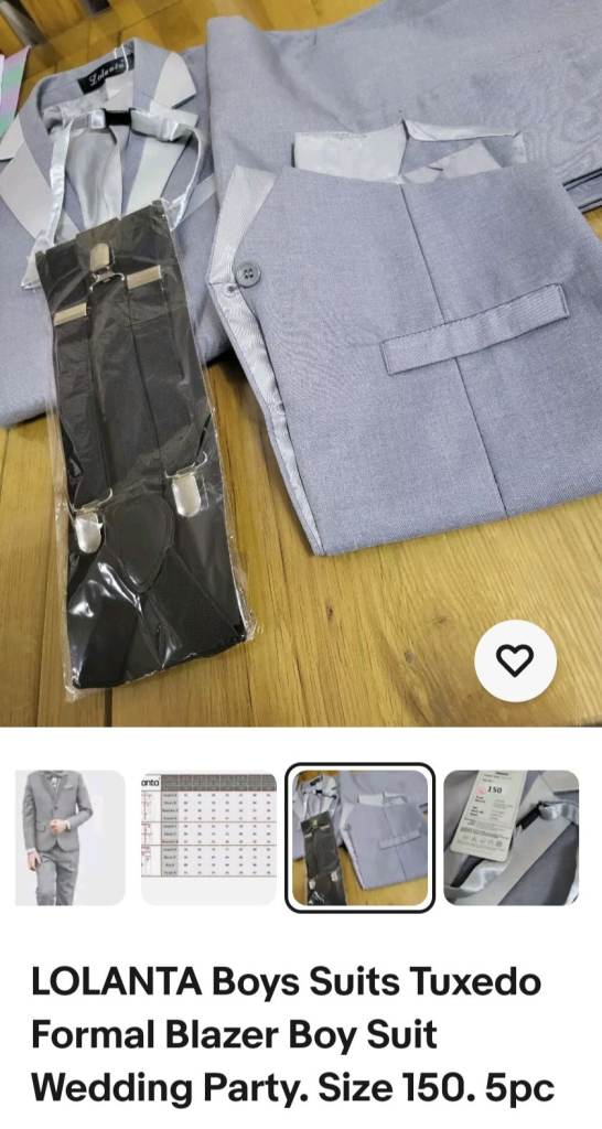 LOLANTA Boys Suits Tuxedo Formal Blazer Boy Suit Wedding Party. Size 150. 5pc