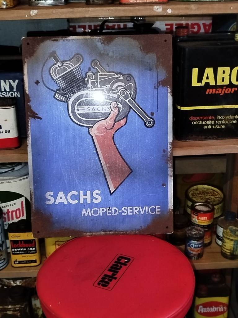 Vintage Repro SACHS MOPED-SERVICE Metal Sign 