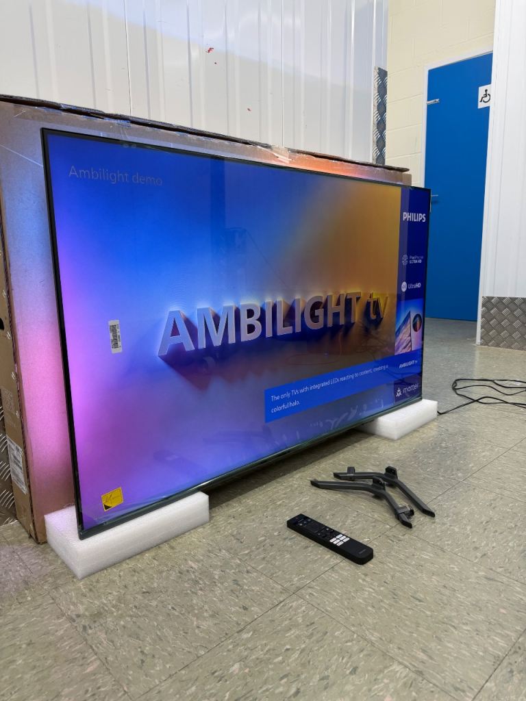 Brand New Philips Ambilight 55” 4K Smart TV – HDR10+, Dolby Atmos (55PUS8000/05)