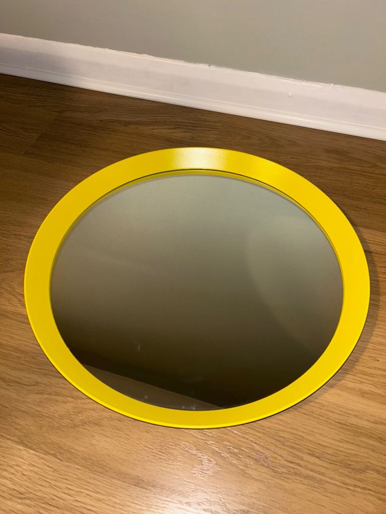 Matching mirror and light - IKEA round mirror + Habitat drop pendant light - smart yellow design