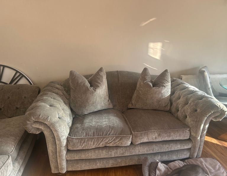 Lovely Grey Fabric 2-Seater Sofa – Good Condition