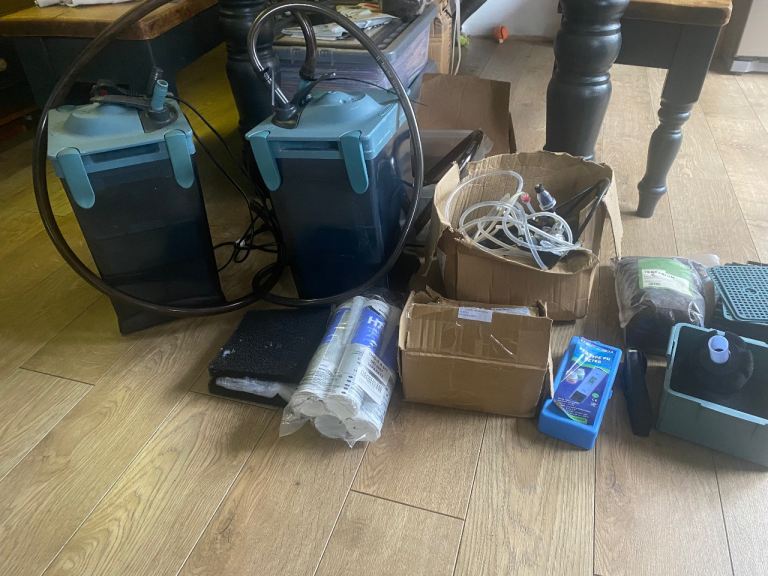 AQUATICS PARCEL X2 RENA EXTERNAL FILTERS ,P.H PENS ,VOLCANIC ROCKS ETC PLEASE CHECK PICTURES