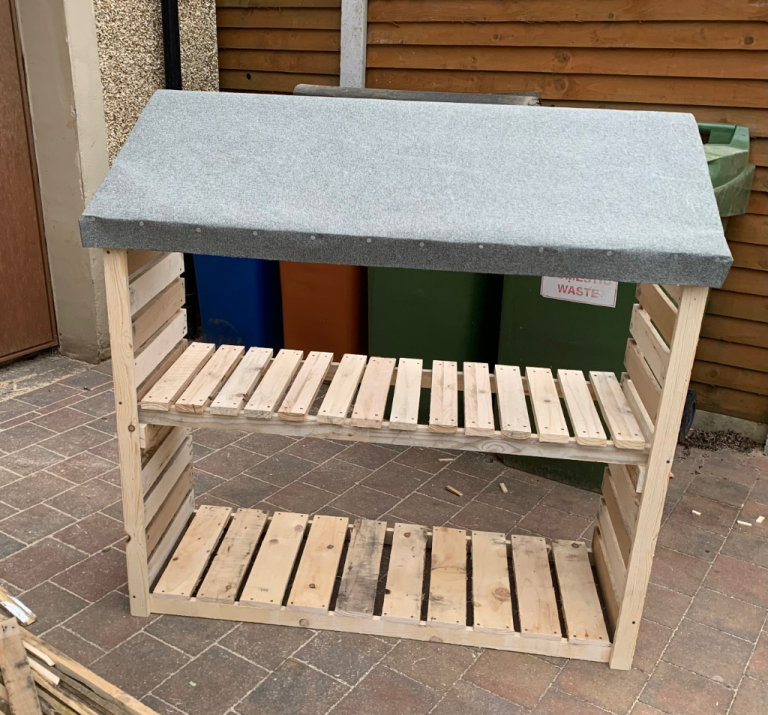 Handmade Wooden Log Storage Shelter/Bin Store