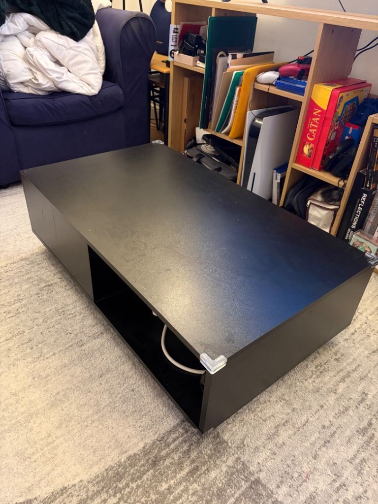 Black Coffee Table with Storage Drawer – Good Condition