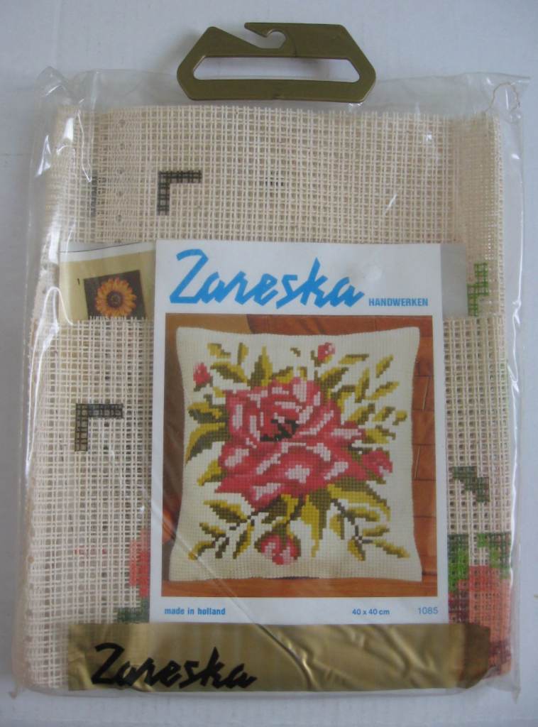 Cross stitch tapestry Cushion Cover ROSE by Zareska. No wools.