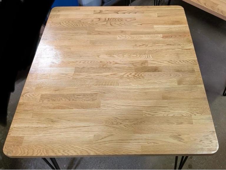 Modern 40mm solid rustic oak table with Hairpin Legs