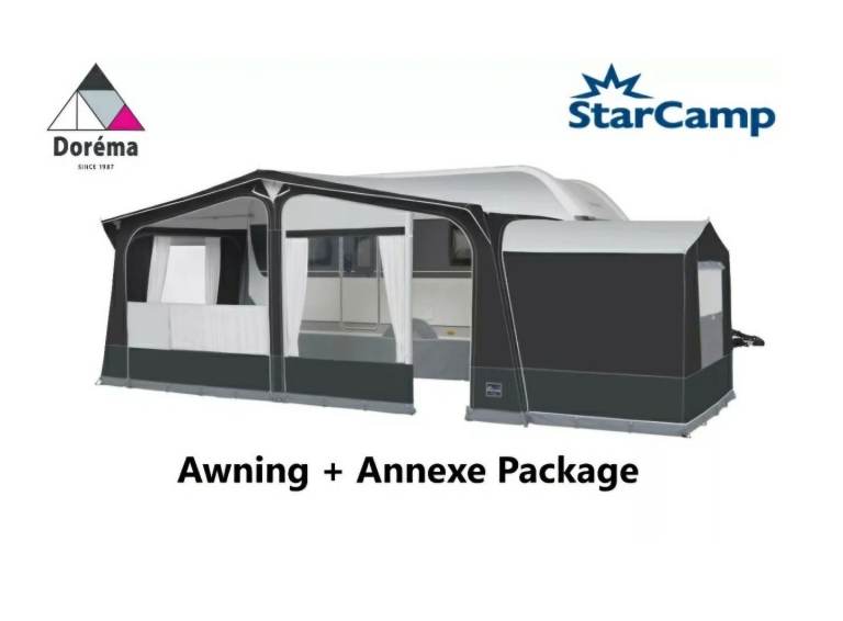 Dorema Starcamp Tourer Size 16 - 1025-1050cm Full Caravan Awning + TALL ANNEX