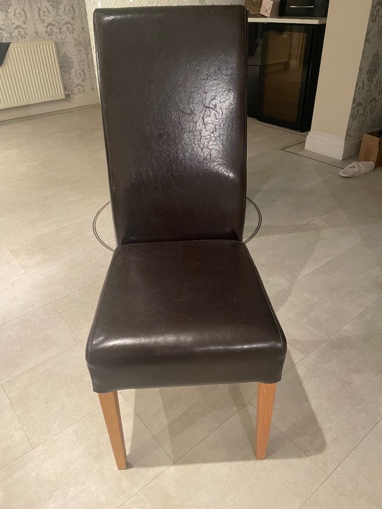 Brown Leather Dining Chair – Good Condition