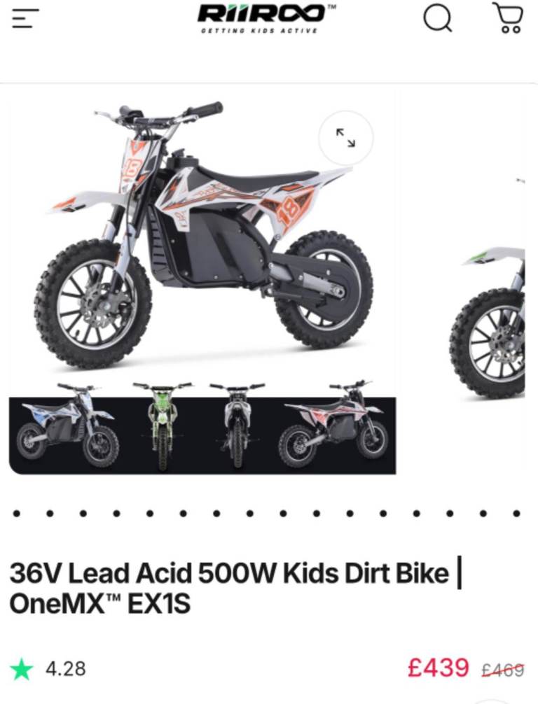 RIIRROO OneMX EX1S 36V 500W Kids Electric Dirt Bike