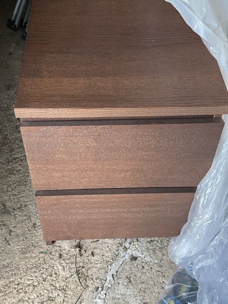 Brown malm bedside drawers