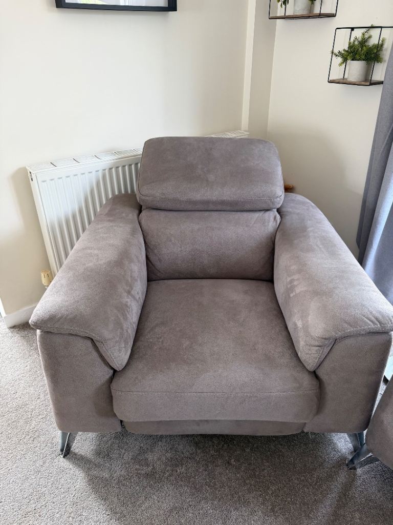 DFS Electric Recliner Sofa & Armchair – Grey – USB Charging