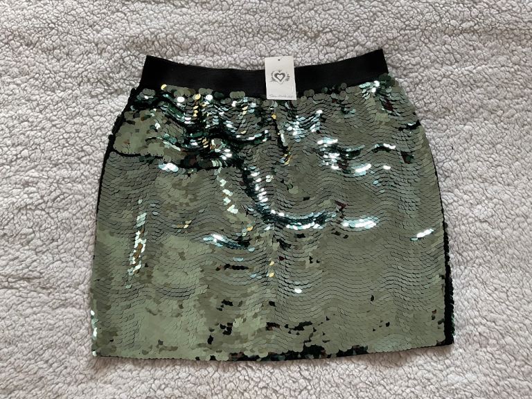 BNWT STUNNING MISS SELFRIDGE GREEN SEQUIN MINI SKIRT
