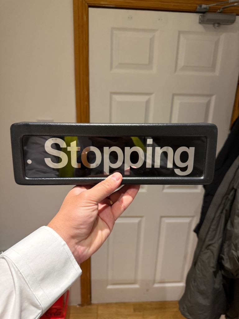 Retro 'Stopping' Bus Sign Display – Working Condition