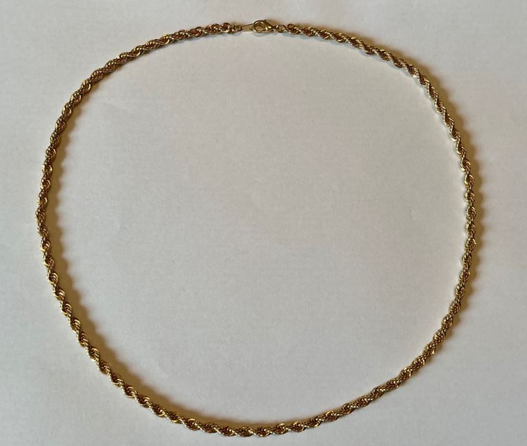 Gold Toned Rope Chain Necklace