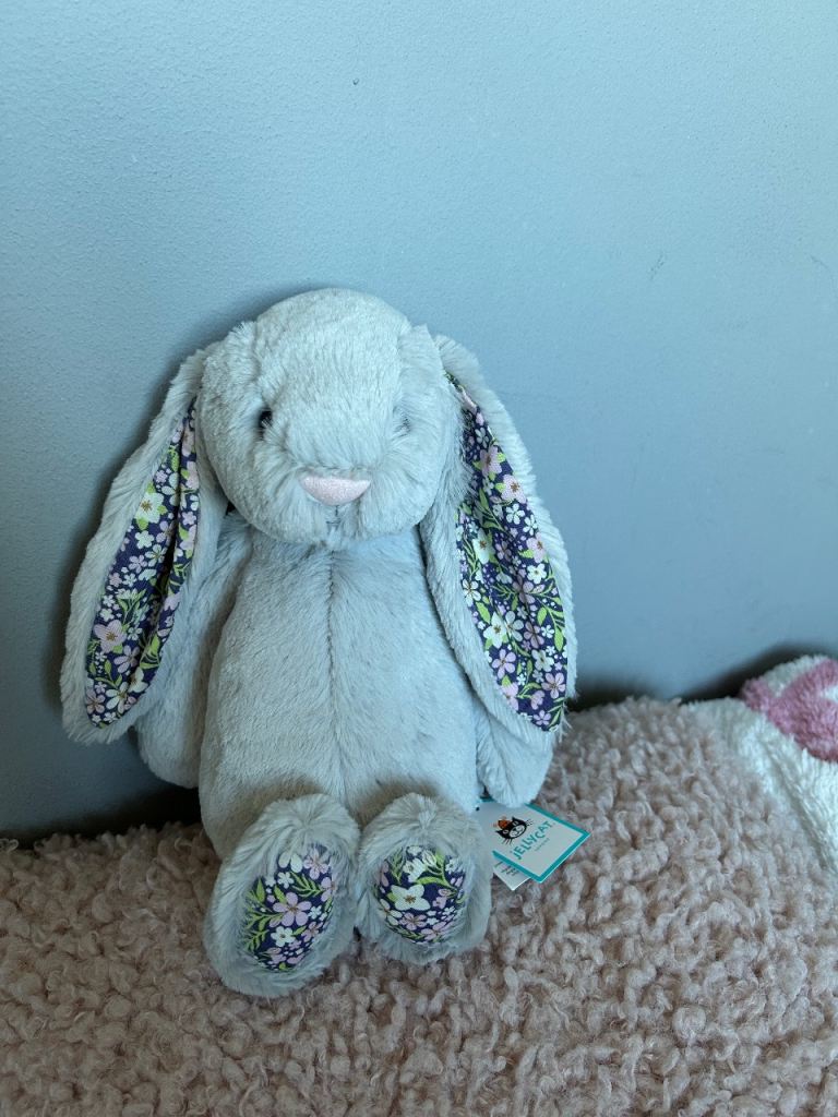 Jellycat medium silver blossom bunny BRAND NEW with tags