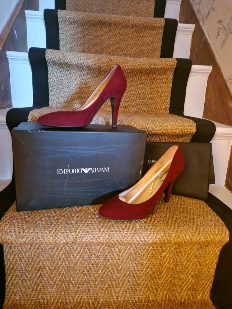 Emporio Armani Claret Red Suede Heels - Size 38