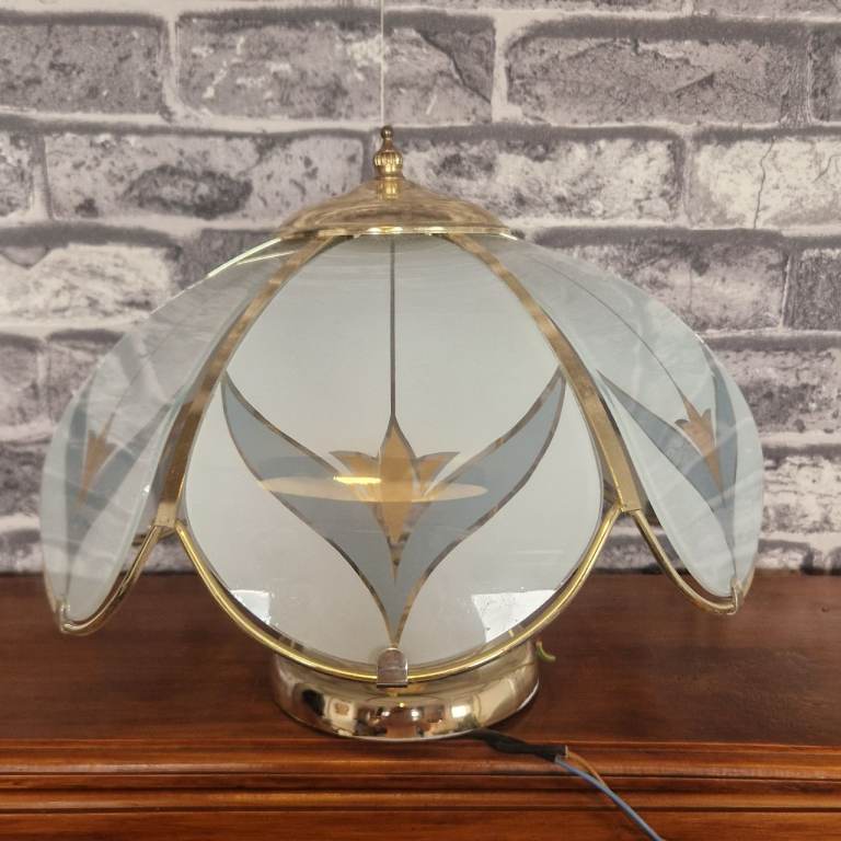 Vintage Poole Lighting Frosted Glass Flower Ceiling Light Shade 12" UK Made