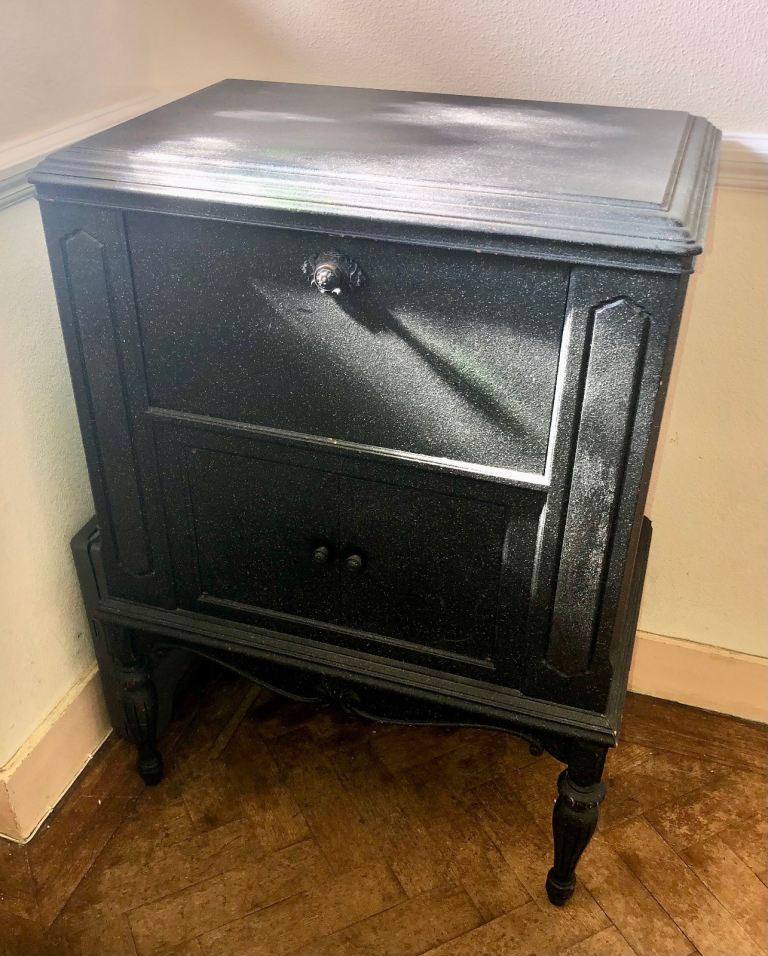 Vintage gramophone cabinet in black stone finish