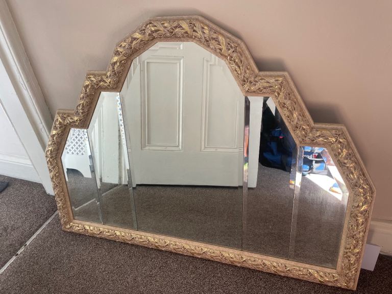 Vintage Art Deco Style Wall Mirror – Large Heavy Decorative Mirror