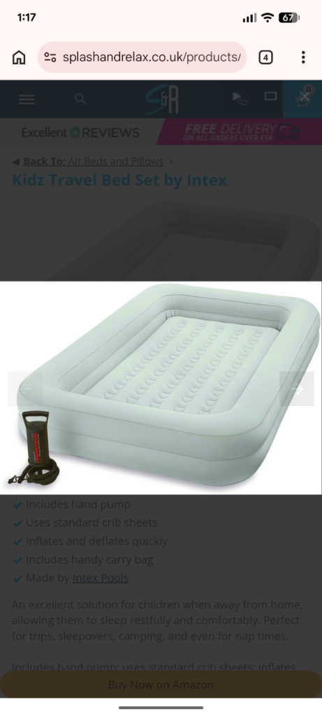 Intex Kidz Travel Air Bed Set with Pump