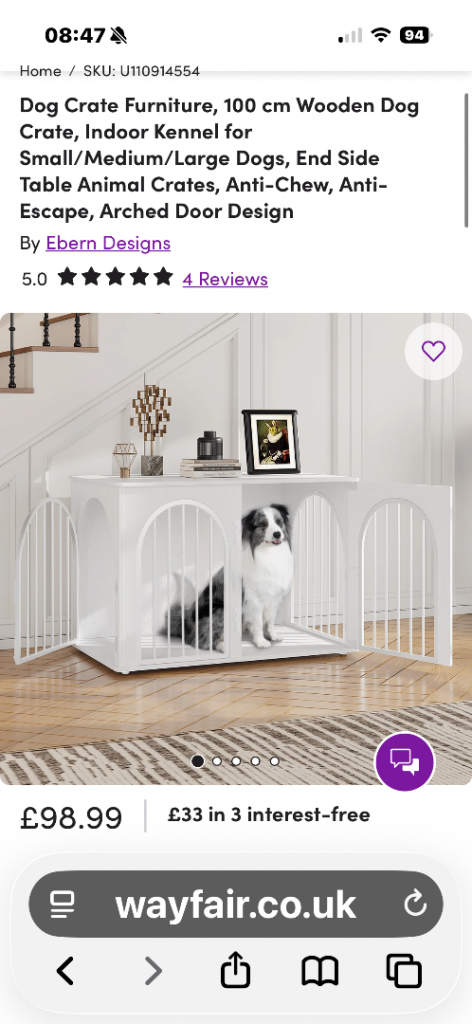 White dog crate.