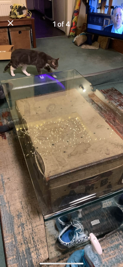 Curved glass coffee table 