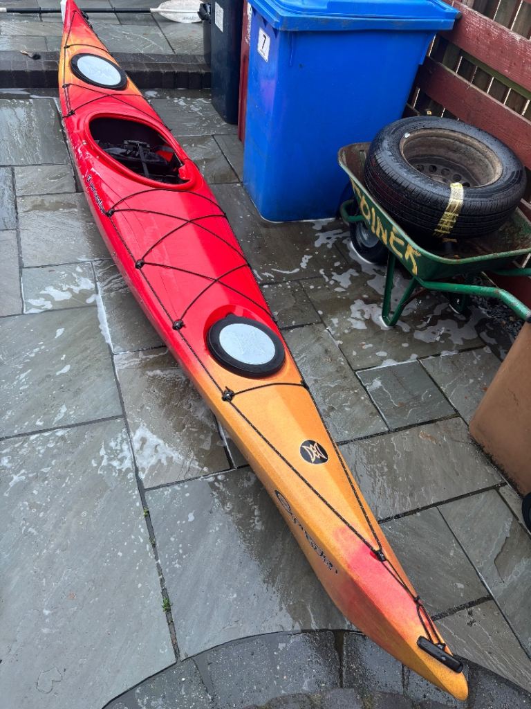 Perception expression kayak with spray deck, paddle, deck bag and life jacket