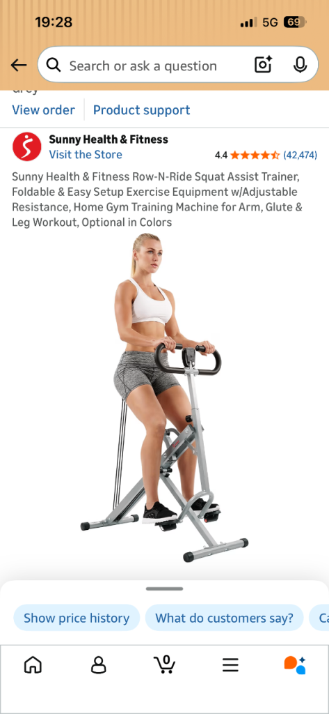 Sunny Health & Fitness Row-N-Ride Squat Assist Trainer