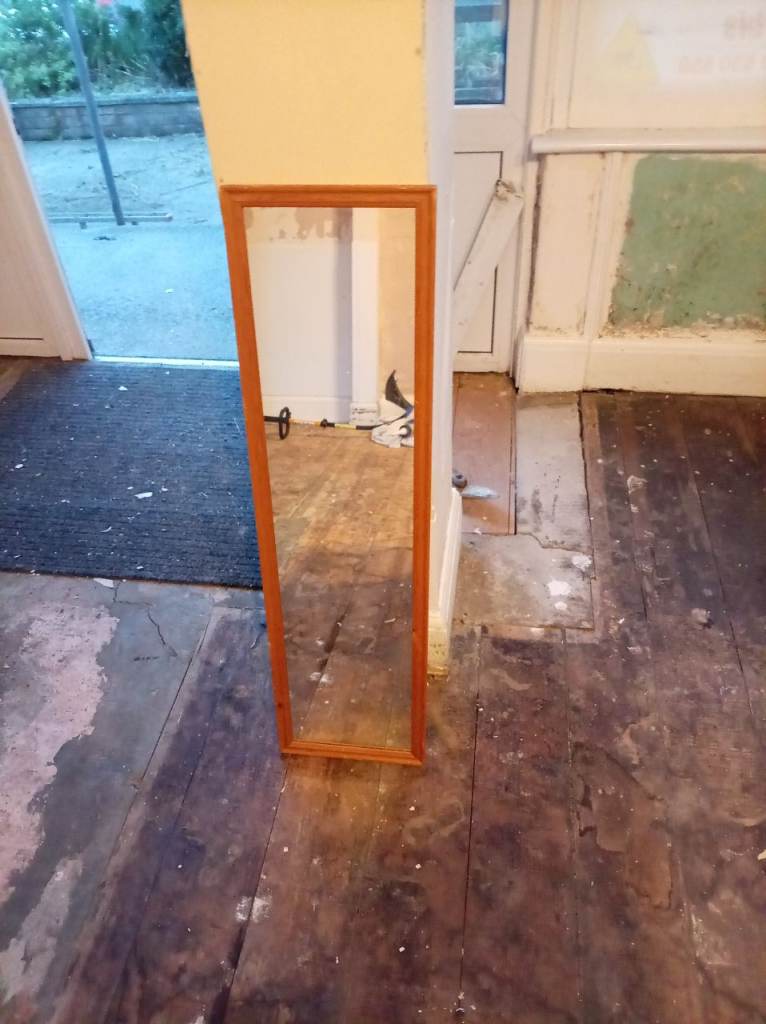 Long Wooden Framed Mirror – Good Condition