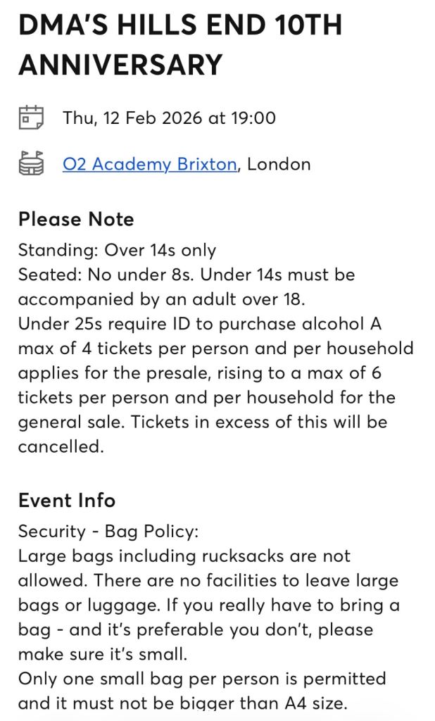 2 x DMAs London O2 12th Feb