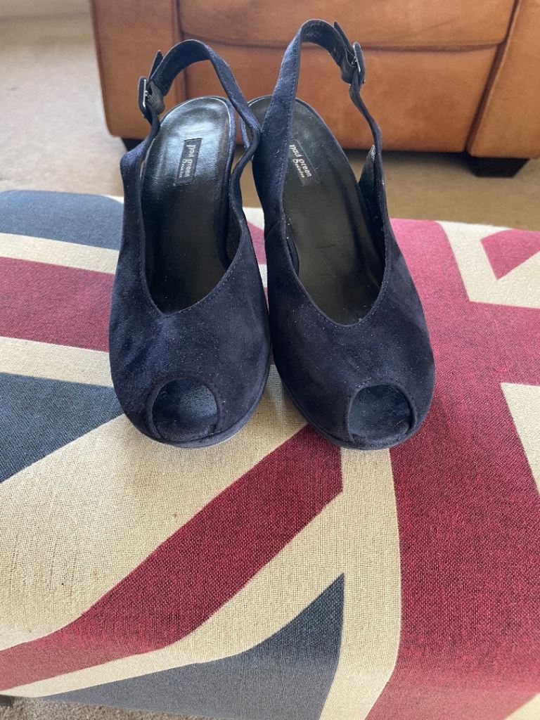 Paul Green shoes navy blue suede heels size 7.