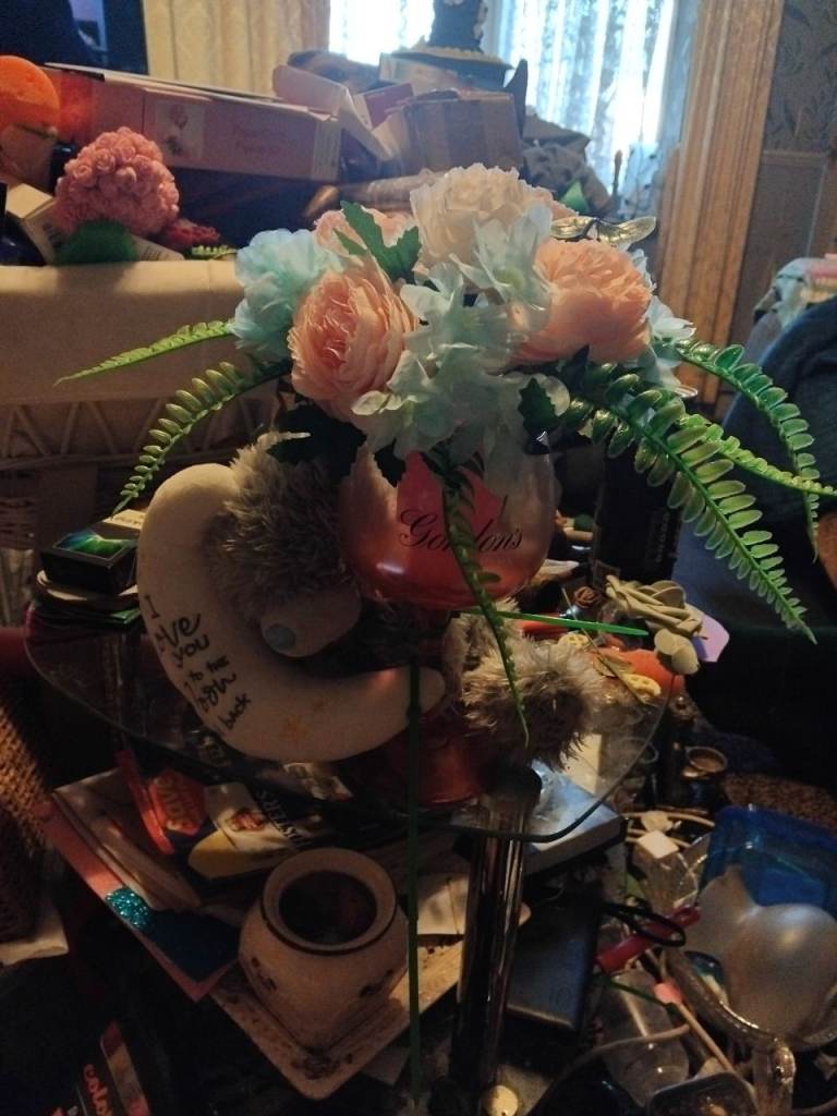Artificial Flower Arrangement twins gin glass and forever teddy 