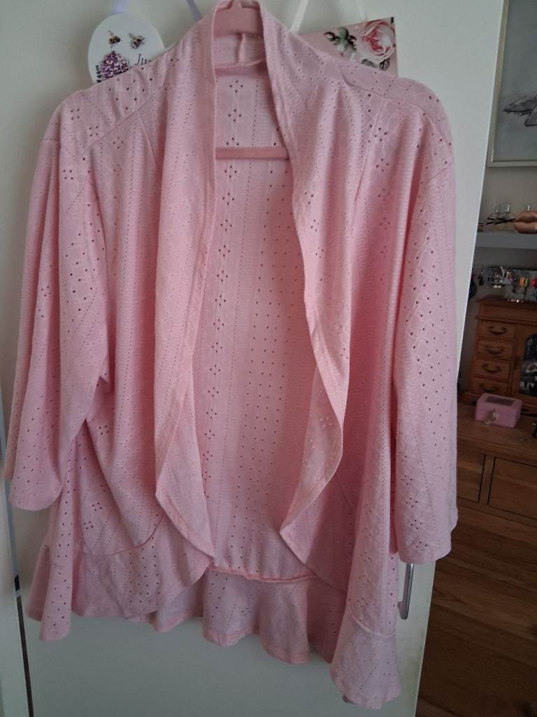 Lovely Pink Eyelet Cardigan – Lightweight & Stylish