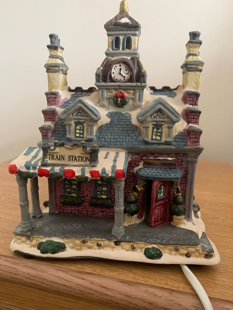 Christmas Village Train Station Decoration with Lights
