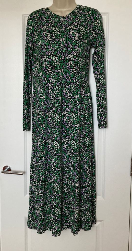 M&S Collection Green Multicoloured Midi Dress Size 10