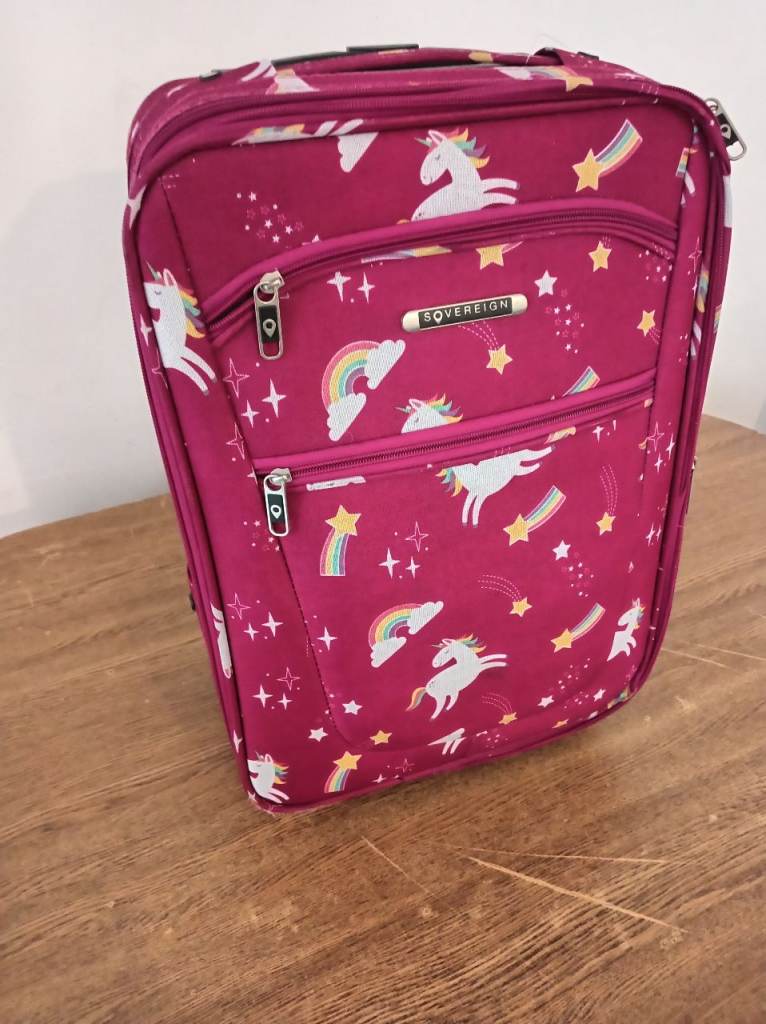Unicorn Print Kids Carry-On Suitcase – Pink, Good Condition