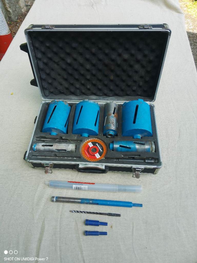 Core Drill Bit Set with Case – Good Condition