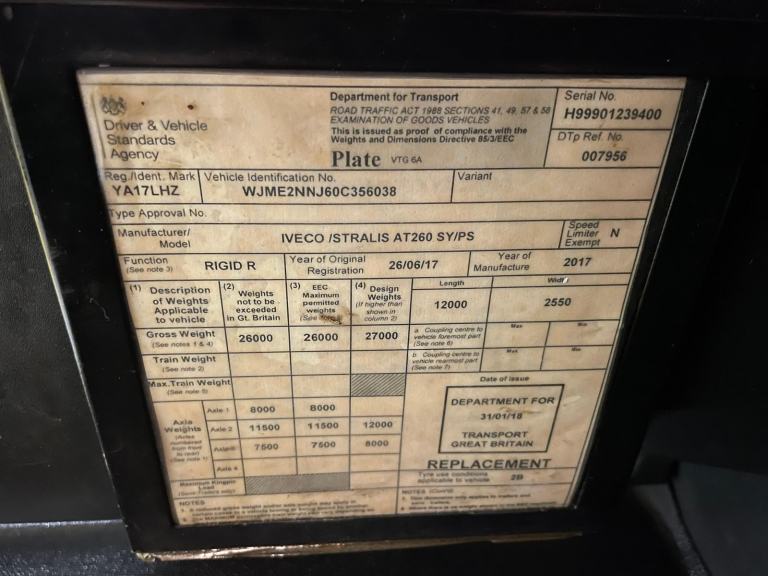 IVECO STRALIS 330 *EURO 6* 6X2 26 TONNE BEAVERTAIL - 2017 - YA17 LHZ