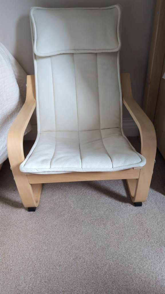 Cream IKEA Padded Armchair with Wooden Frame – Excellent Condition