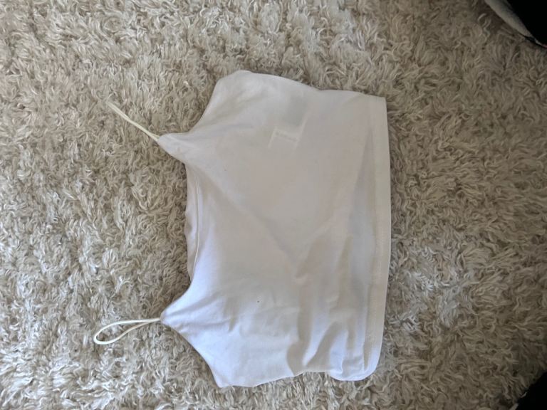 White Vest Top with Drawstring Detail – Good Condition