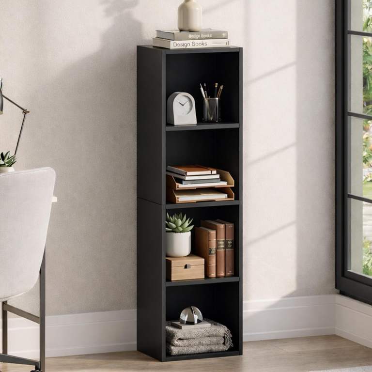 Stylish Freestanding Bookcase – Black Storage Shelf