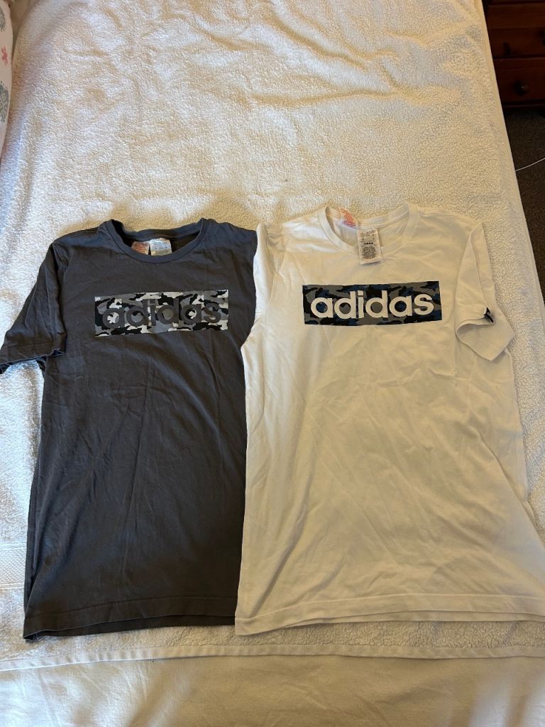 Adidas Kids White and Grey T-Shirts (13-14 years)