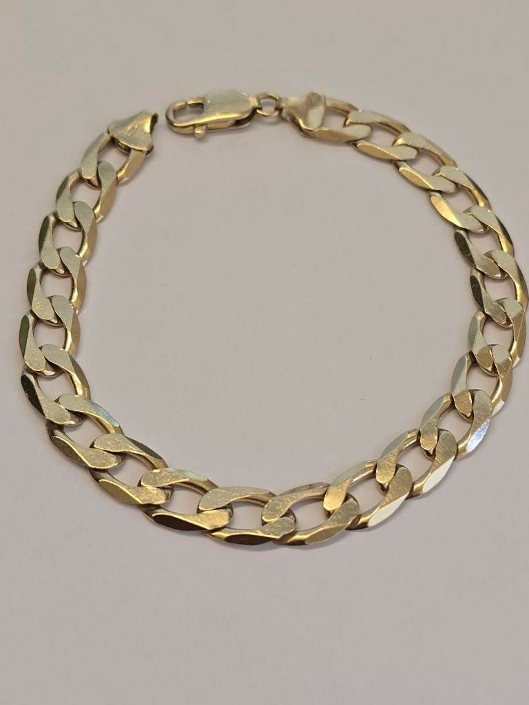 9CT GOLD 9" CURB BRACELET WITH LOBSTER CLAW CLASP