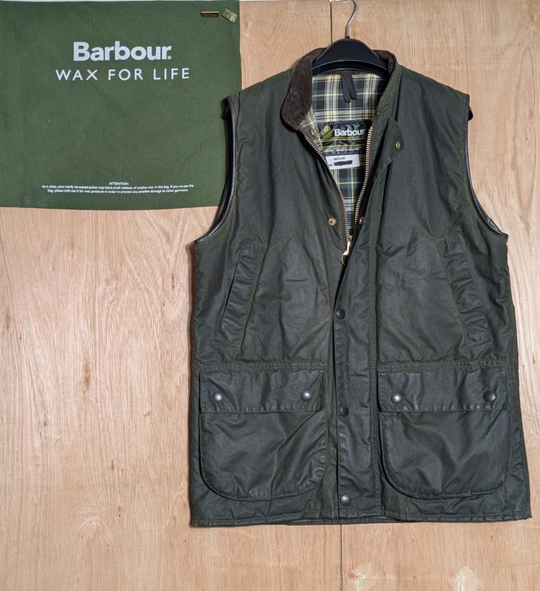  Men's Barbour Westmorland Wax Gilet – Green – Size 40 (Medium)