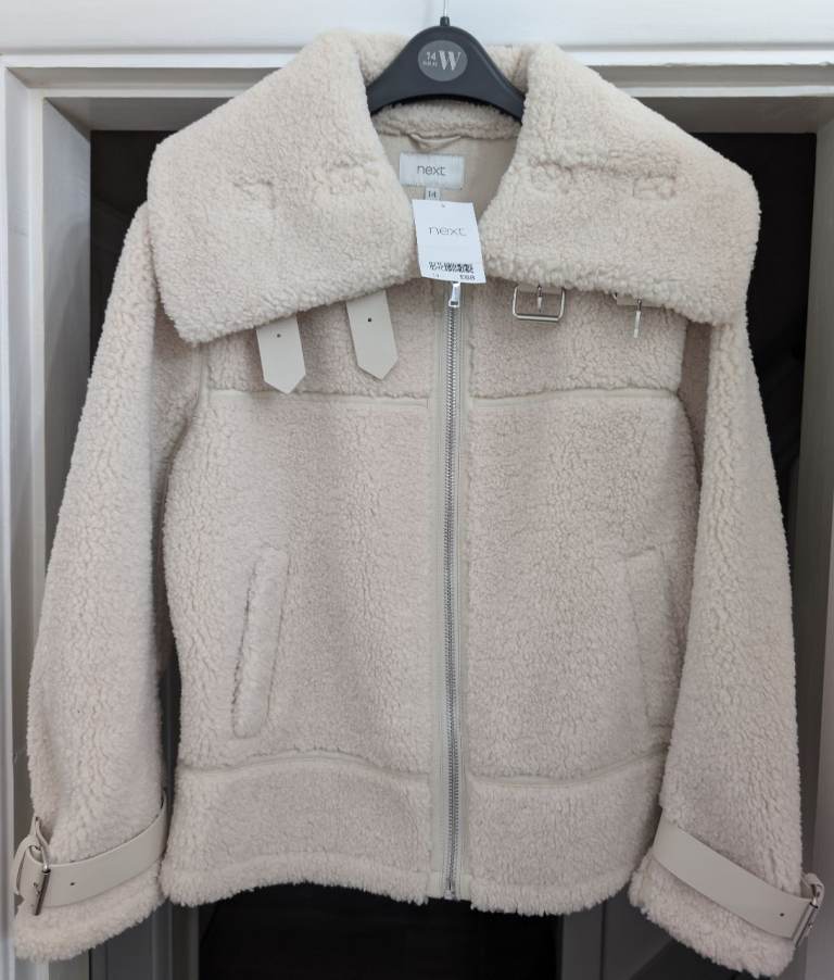 TEDDY FLEECE/SHEARLING  AVIATOR JACKET SIZE 14 FROM NEXT-BRAND NEW 