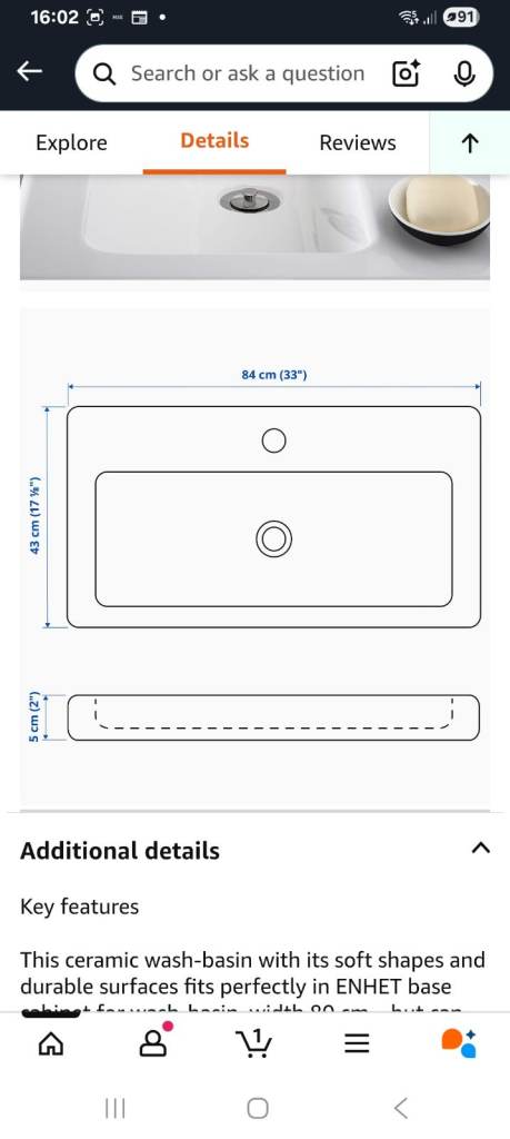 IKEA TVÄLLEN 840mm  Ceramic Sink
