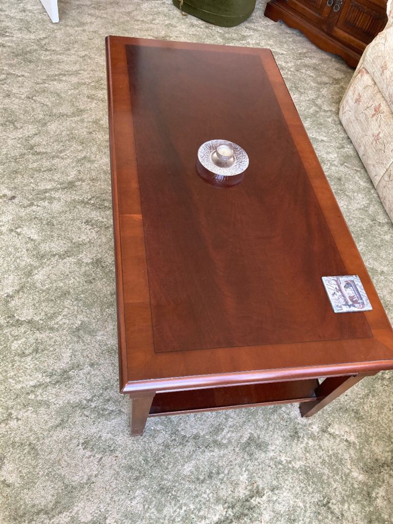 Large dark oak coffee table